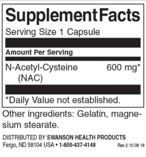 Swanson N-Acétyl Cystéine (NAC) 100 Gélules