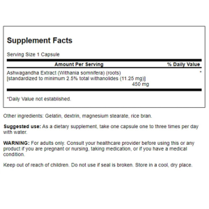 Swanson Ashwagandha Extract 450mg 60 Gélules