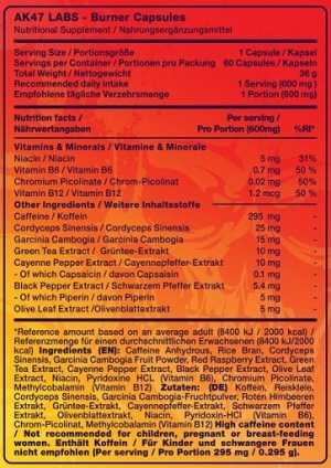 AK47 Labs Fatburner - 60 Gélules