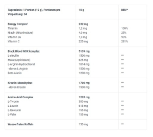 BioTech Black Blood NOX+ 340 g Fruits tropicaux