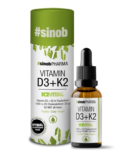 Gouttes de vitamine D3 + K2 Sinob 10 ml