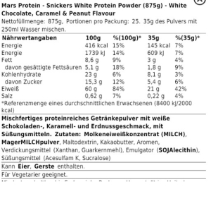 Snickers HI Protein 455 g Chocolat blanc, caramel et cacahuète