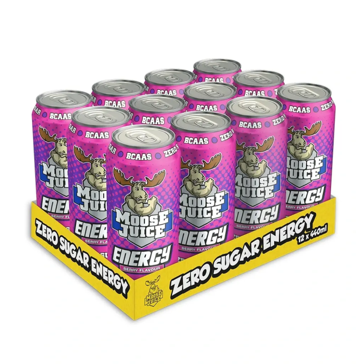 Muscle Moose Juice Energy Drink Zero Sugar - (12x440ml) Berry