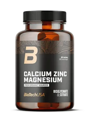 BioTech Calcium Zinc Magnésium d'origine biologique 90 comprimés
