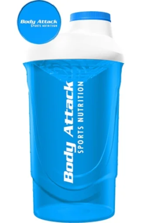 Body Attack Shaker 600ml bleu/blanc