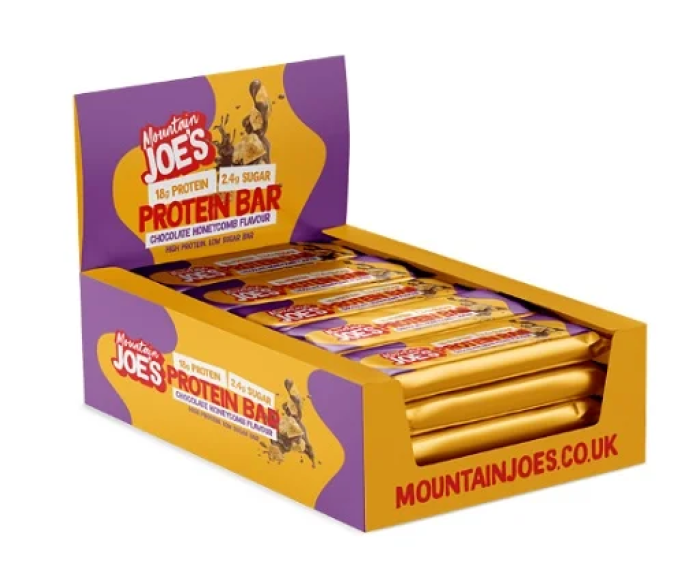 Barres protéinées Mountain Joe's 12 x 55 g, sans emballage d'origine, saveur chocolat-noisette
