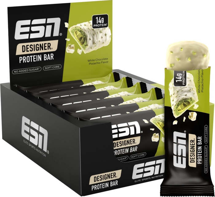 Coffret de 12 barres chocolatées ESN Designer Bar Box de 45 g au chocolat blanc et à la pistache